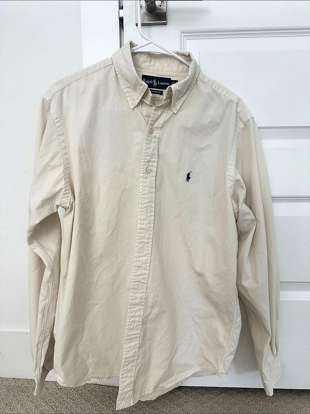 Ralph Lauren Classic Fit Oxford Shirt Men's Button Down Shirt in Beige